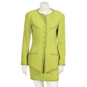 Chanel lime green wool-crêpe suit